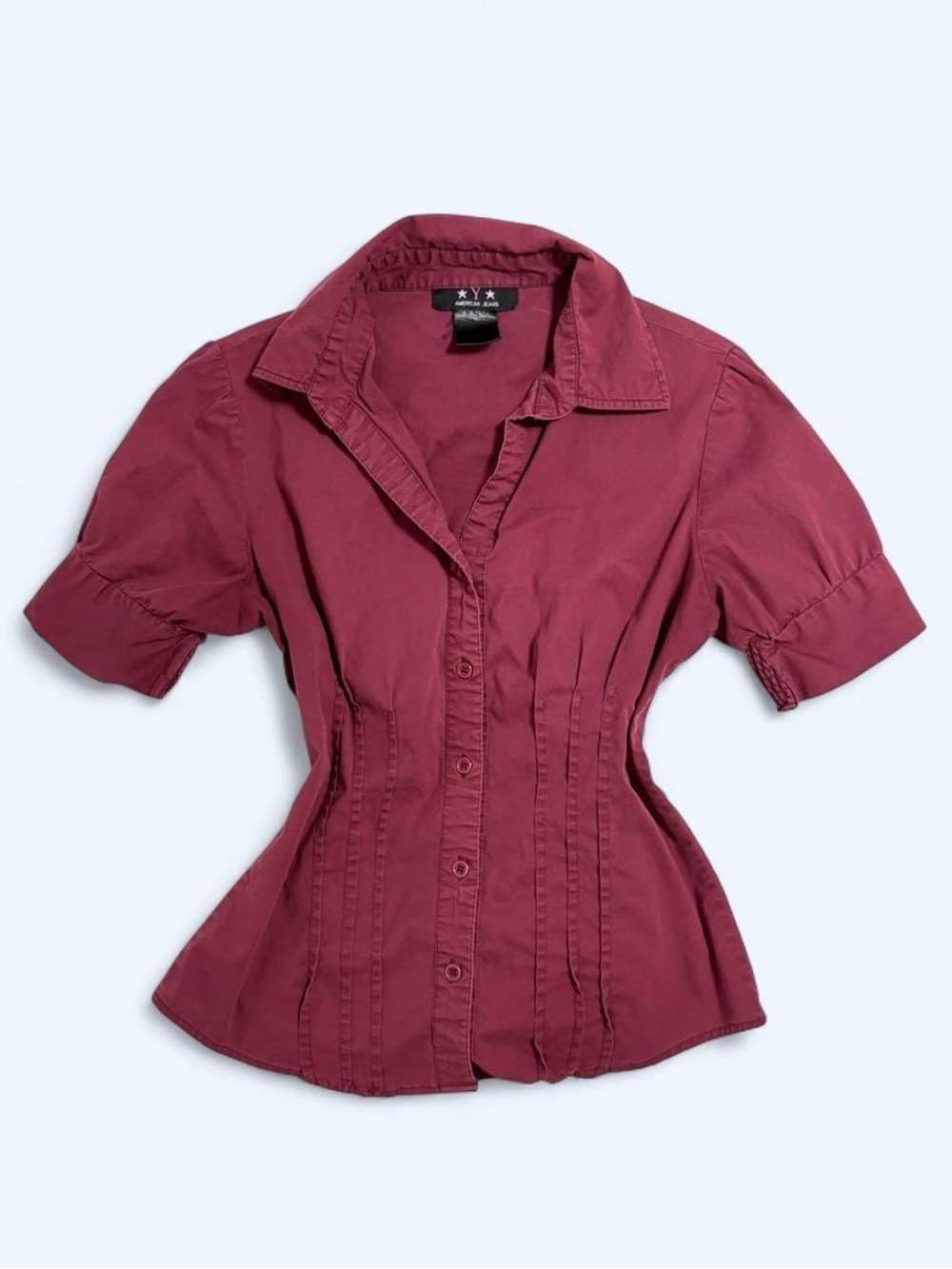 Burgundy Short-Sleeve Button Down Shirt